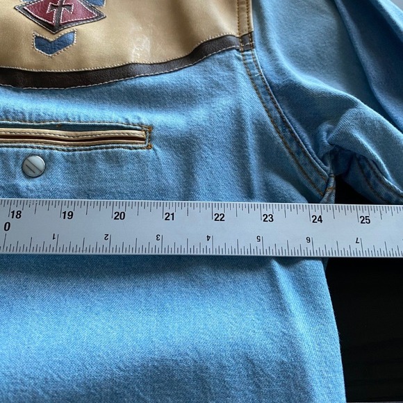 Shooter Shirt Large Pearl Snap Western Vintage Denim Pearl Snap Cowboy - Picture 7 of 10